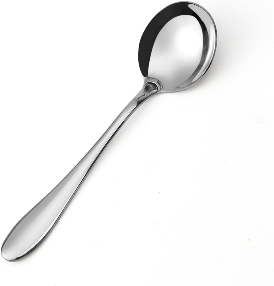 Large Soup Spoons/Stainless Steel Bouillion Spoons 12-Piece 7.7 Inches