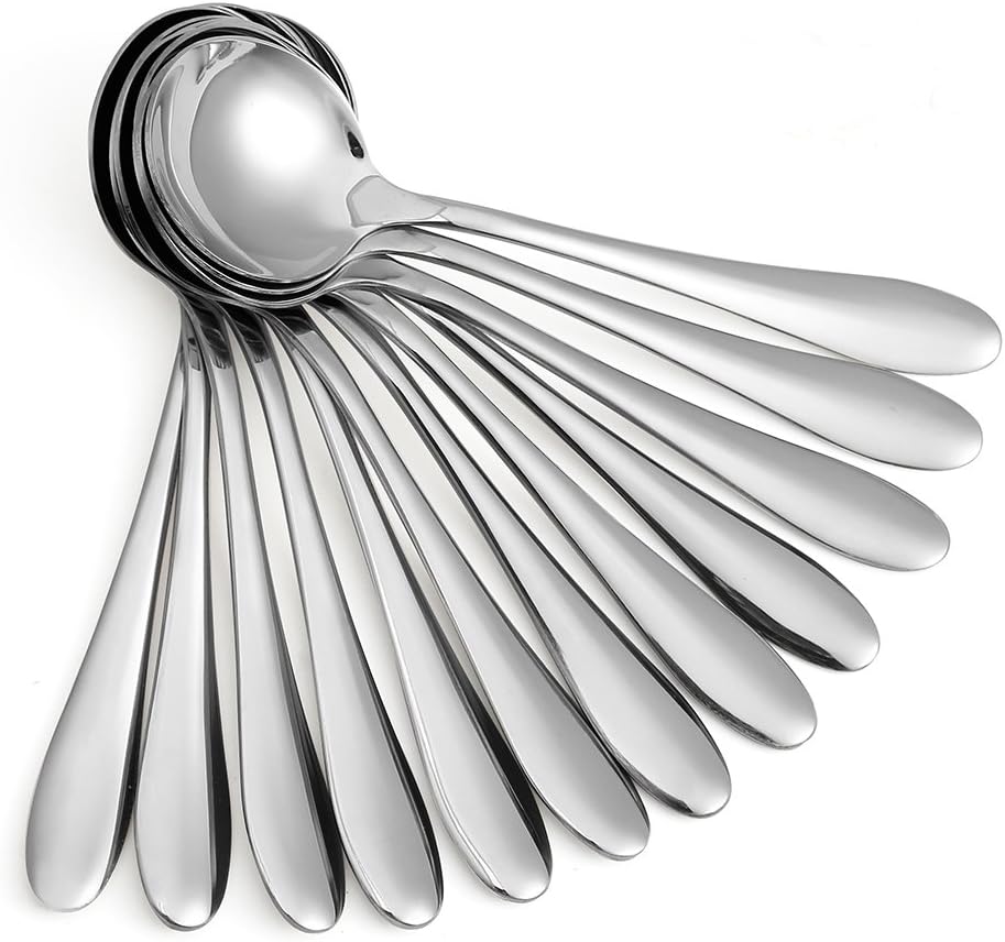 Large Soup Spoons/Stainless Steel Bouillion Spoons 12-Piece 7.7 Inches