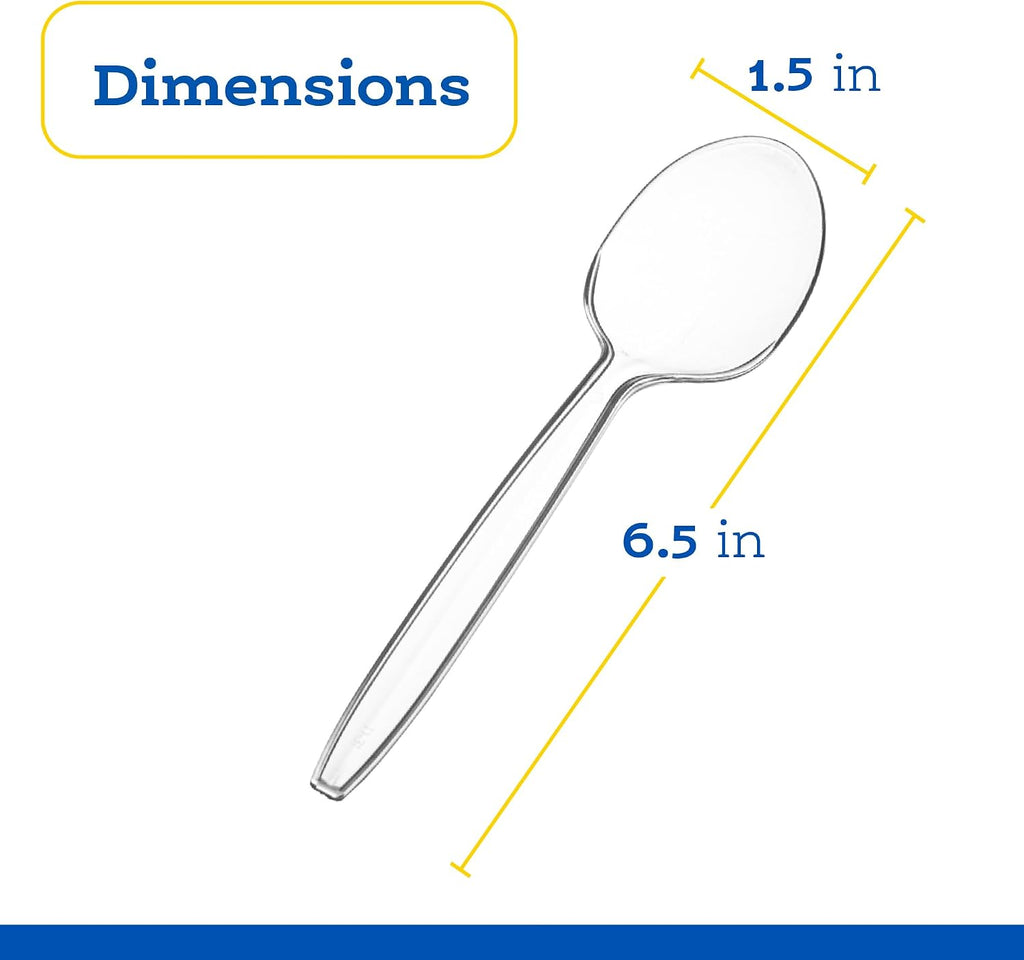 Plasticpro Disposable Clear Plastic Cutlery Disposable utensils Heavyweight 100 Count (Soup Spoons)