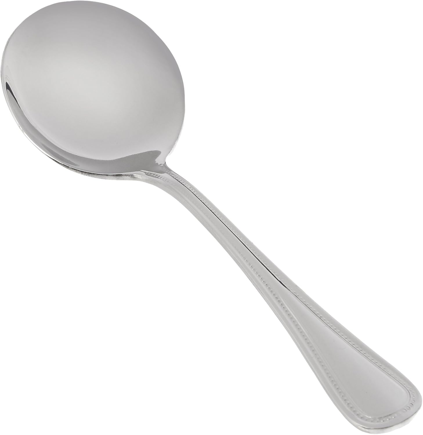 Winco 12 Pack Round Soup/Bouillon Spoons Stainless Steel  Pearl Collection