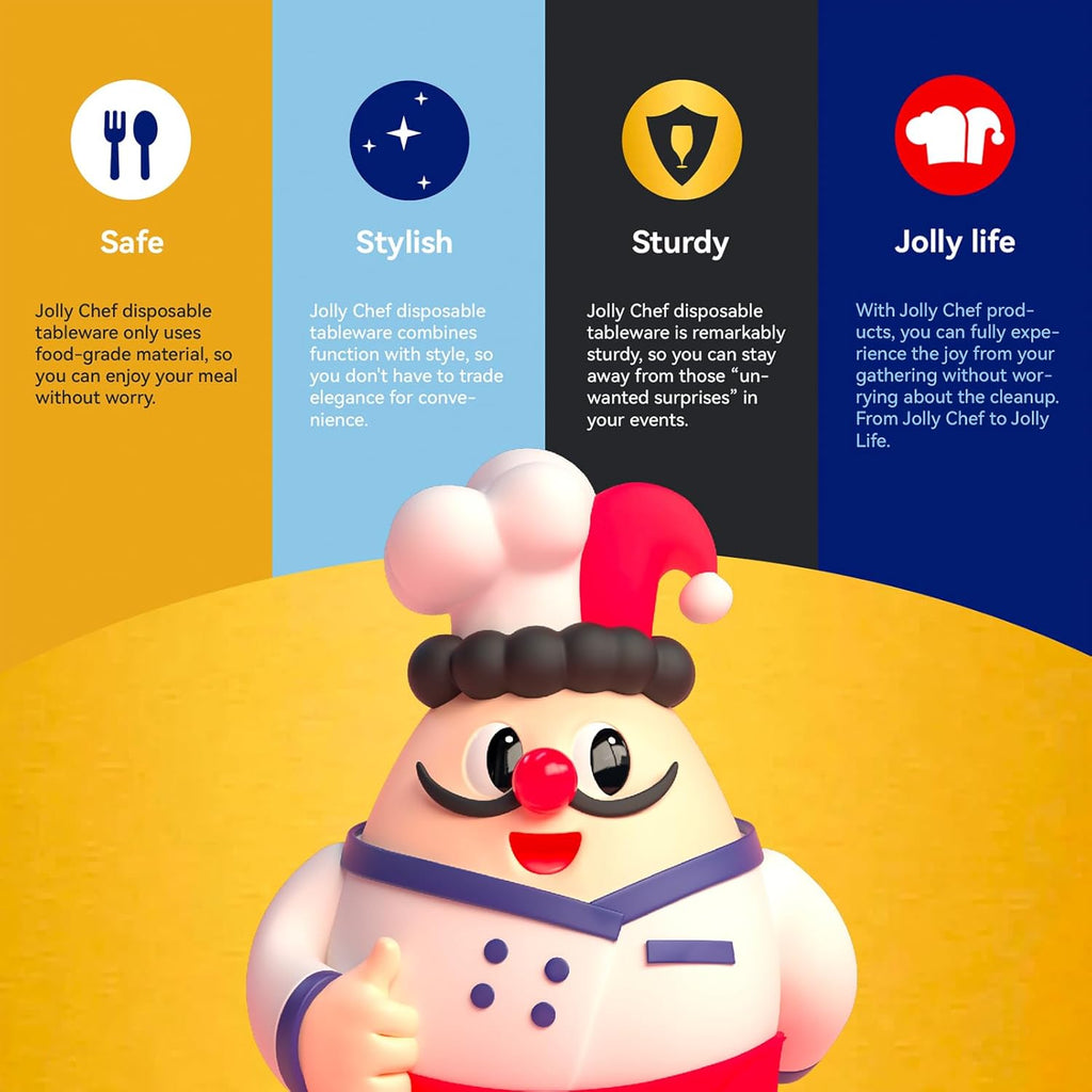 JOLLY CHEF 360 Count Clear Plastic Silverware Heavy Duty-180 Forks  120 Spoons  60 Knives  Heat Resistant Plastic Cutlery  Disposable Utensils Set for Parties  Events  Everyday Use
